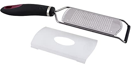 Jata AC31 - Rallador fino Acero Inoxidable, Mango Ergonómico Silicona, Antideslizante, Apto Lavavajillas, Resistencia 240°, Negro