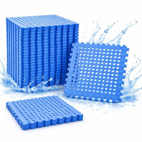 EYEPOWER Poolunterlage 24er Set 62x62cm - 8,4m² Eva Matten als Poolmatte - 1cm extra Dicke Unterlage und Bodenschutz für Pool Planschbecken Whirlpool - Outdoor Matten für Rasen Terrasse Fliesen