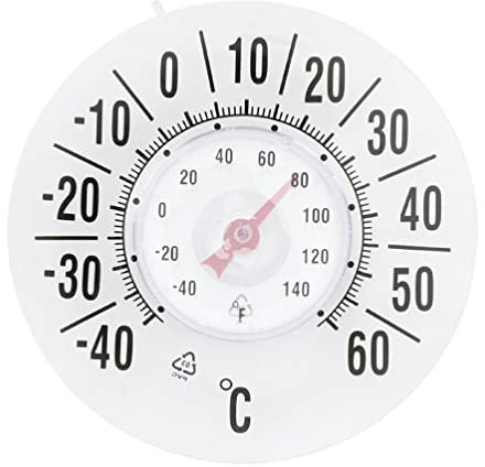XINGGUONIUBI Round Plastic Door & Window Thermometer Outdoor Door Window Thermometer Pointer Type -40-60℃ /-40-140°F Home outdoor window thermometer suction window thermometer outside temperature