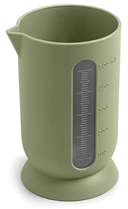 Blim Plus Caraffa QB 500ml verde opaco (Forest) in plastica 100% riciclabile, Non Tossico, Fondo arrotondato Facile da Pulire, Lavabile in Lavastoviglie, Finestra con Indicazioni in ML, Base Stabile