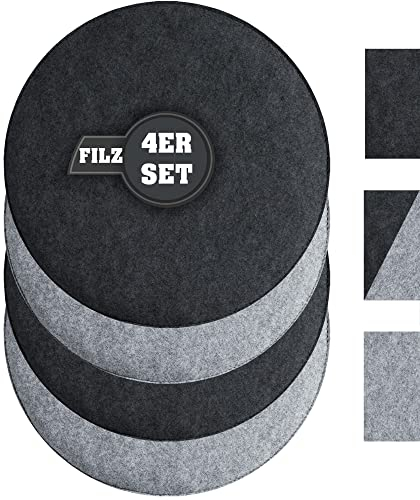 SILUK gemütliches Sitzkissen aus Filz Ø 36cm - Komfortable Waschbare - 4er Set Grau I Schwarz für Bank Stuhl