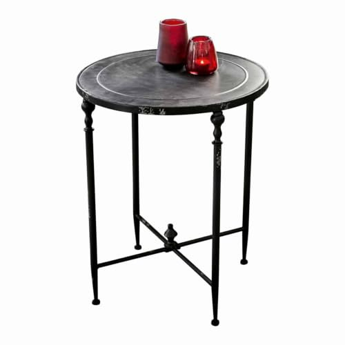 Loberon Beistelltisch Danbury, stilvolles Schmuckstück, kunstvoll gefertigt, edles Antik-Finish, charmante Shabby-Chic-Optik, Ablage, Eisen, antikschwarz