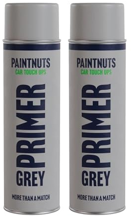 Grey Primer Spray Can - Fast Drying & Anti-Corrosive Protective Paint Care For Cars & Motorbikes - 500ml - Pack of 2
