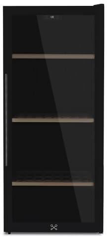 LES PETITS CHAMPS Cave à Vin 108 Bouteilles CAVCDB108 Black Edition, Capacité 242L, 2 Zones de Température, Design Élégant en Acier Inoxydable, Réglage de Température de 5°C à 20°C, Anti-UV, LED