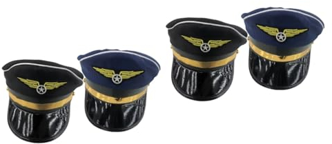 GALPADA 4 karnevals hut faschings hut Kapitänsmütze Deckel Kinderkleid Kinderhaube Pilotenkappe Piloten-Cosplay Europäisch und amerikanisch Flughut Stewardess-Hut Kleidung