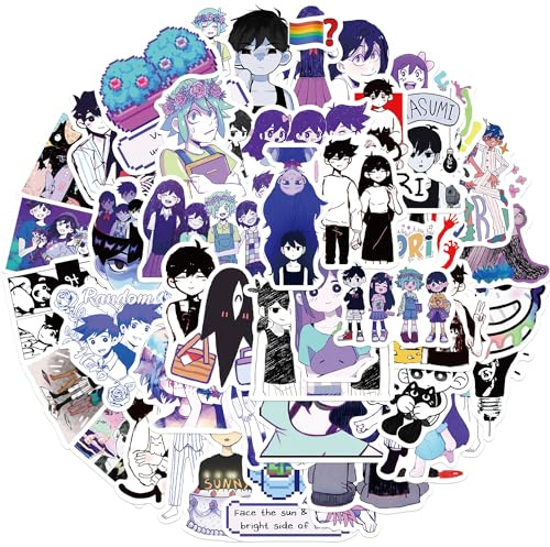 Bric Dodo 50 Stück Omori Aufkleber Auto Laptop Telefon Gitarre Skateboard Motorrad Fahrrad Omori Stickers Set Vinyl Wasserdicht Aesthetic Aufkleber für Jugendliche Kinder Erwachsene