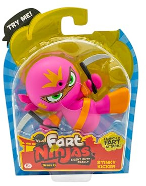 Fart Ninja | Stinky Kicker Series 8 Collectible Figures | 10 Hilariously Realistic Fart Sounds | Ages 5+ Gifts & Toys 8 to Collect, Pink, Mini
