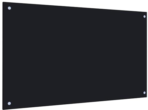 AUVYI Küchenrückwand aus Hartglas 100x60 cm Schwarz Spritzschutz Glas Herd Spritzschutz Glas Spritzschutz Küche Glas Spritzschutz Hinter Herd Küchen Wandschutz Glasplatte Küche