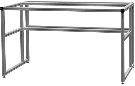 bedrunka hirth | workalu® Aluminium-Werkbank | Grundgestell | Aluminium | 4-Fuß | BxH 1000 x 850 mm