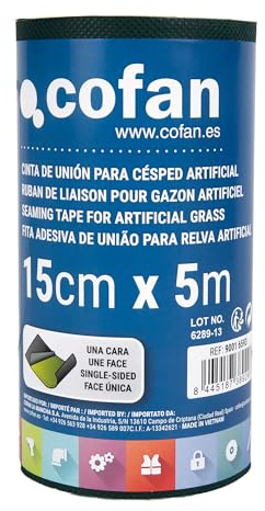 Cofan Cinta Adhesiva Una Cara Césped Artificial 15 cm x 10 m | Unión Duradera, Resistente al Exterior