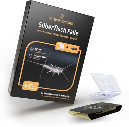 SCHÄDLINGSMEISTER ® Silberfische bekämpfen - 18 Stück - Zwei Fallen System - Silberfische Falle - 9 Fallen für die Laufwege und 9 patentierte Rückzugsfallen - Insektizidfrei - Silberfische Klebefalle