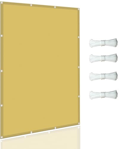 Sun Shade Canopy 1 x 4 m(3.28 x 13.12ft) Portable Canopy Shade All-Weather Suitable Durable Sun Shade Netting for Cafes and Restaurants, Sand yellow
