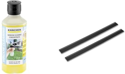 Kärcher Fensterreiniger-Konzentrat RM 503 & Abziehlippen 280 mm für Akku-Fenstersauger, streifenfreie Reinigung ohne heruntertropfendes Wasser, geeignet für alle glatten Oberflächen
