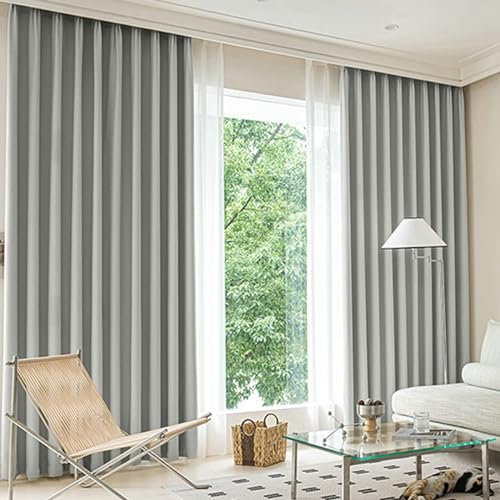 Beydodo Hellgrau Gardinen Blickdicht 2er Set 102x160CM, Vorhänge Verdunklung Ösen Modern mit Weizen Textur Verdunkelungsvorhang Kinderzimmer Schlafzimmer Wohnzimmer