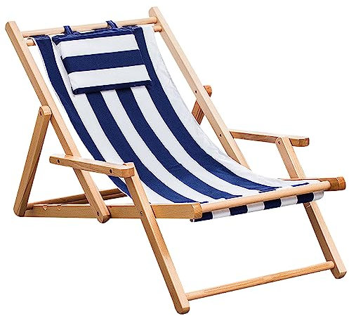 Preferspace Chaiselongue-Set mit 2 Stück, Loungesessel aus Holz mit 4-Fach Verstellbarer Rückenlehne, Trägt bis zu 150 kg, Liegestuhl zum Sonnenbaden für Pool, Veranda, Terrasse