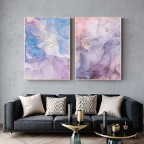 RDRDtbtr Buntes Marmor-Flüssigkeitsstrukturmuster Leinwandbild Poster Kunstdrucke abstrakte nordische Wand Bilder Bilder für Wohnzimmer Heimdekoration 50 x 70 cm x 2 ungerahmt