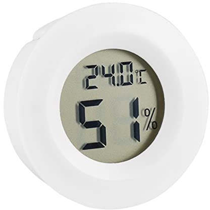 Reptile Thermometer, Digital Hygrometer Incubators Box Weather Station Greenhouse Gauge Tank Round LCD Temperature Humidity Meter Pet Monitor for Terrarium Lizard Spider Tortoise
