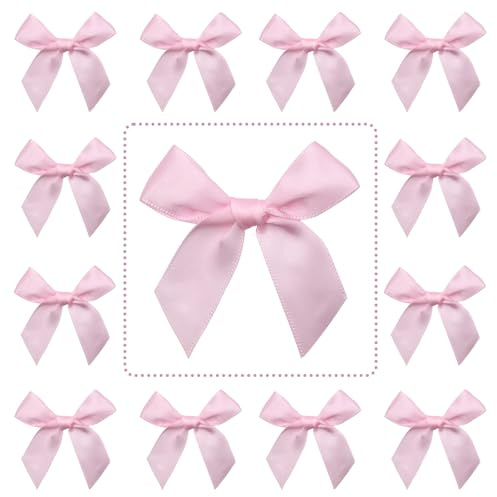 Jisrcha 60 Fiocchi, Fiocchetti Piccoli per Decorazioni, Fiocchetti per Bomboniere per Matrimoni, Confezioni Regalo, Artigianato, Compleanni, Decorazione di Sacchetti per Merenda, Regali Natale (Rosa)