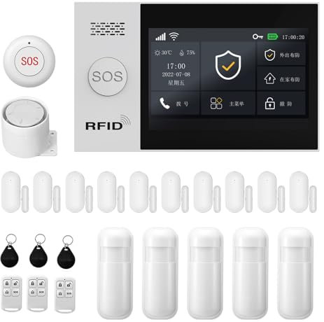 PGST WiFi 4G Wireless Home Burglar Security Alarm System Kits, Tuya Smartlife APP, Amazon Alexa, with RFID cards, Siren, Window Door sensors, Motion Detector,Compatible with Alexa Google Home