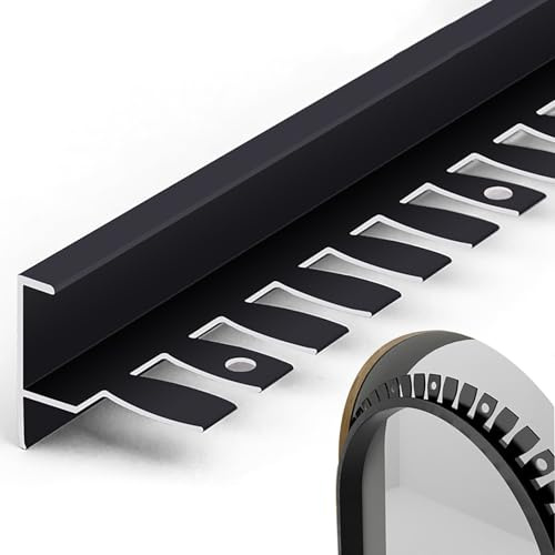 Raouoae Fliesenkanten Schutz Biegbar F-Form Fliesenabschlussprofil Treppenkantenprofil 135cm 2 Stück Metallprofil Stufenkantenprofil Für Laminat(Black,Höhe: 15mm)