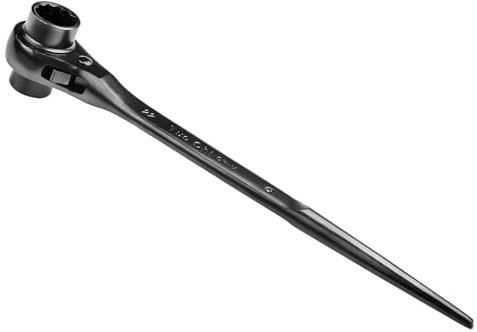 SUQIN Gerüstbauratsche 19 * 22MM Doppelsteckschlüssel Ratschenschlüssel Gerüstratsche Gerüstbauer-Ratsche Rechts/links Umschaltbar Gerüstbauknarre Aus CR-V Black
