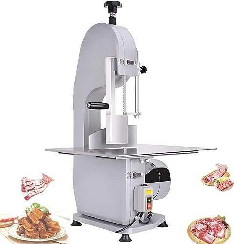Commercial Electric Bone Sawing Machine High Power Bone Meat Cutting Machine Tabletop Meat Bone Band Saw with Satinless Steel Cutting Table Cutting Fish Beef