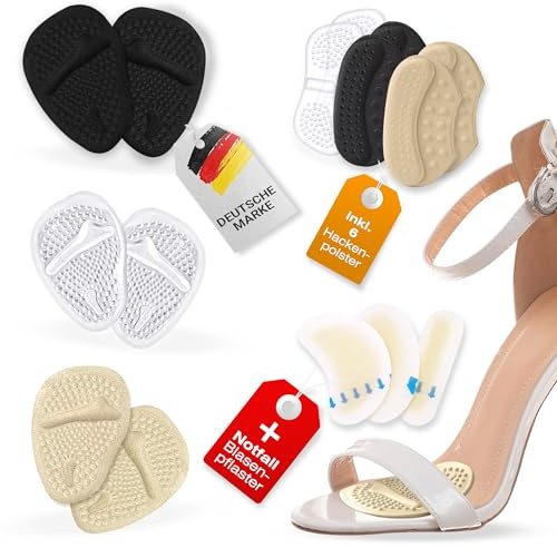 GOODWALX© Fersenpolster & Ballenpolster für Vorfuß – Heel Pads, 12 Stück mit BONUS 6x Blasenpflaster Ferse – Silikon Fersenschutz & Hackenpolster für Schuhe & High Heels – Schmerzfrei & Bequem