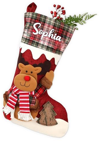 GMDLSK Weihnachtsstrumpf personalisiert mit Namen, Weihnachten Geschenktasche, Personalisierte Xmas Socken für Feiertags,Familienparty, Dekor, Geschenk
