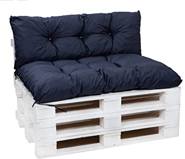 Setgarden® Palettenkissen-Set, Kissen für Gartenmöbel aus Paletten, Outdoor Rücken und Sitzkissen, Gartensitzkissen viele Farben und Größen (Marineblau, Set 120x60 sitzkissen + 120x40 rückenkissen)