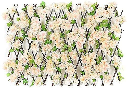 Treillis de jardin en bois avec feuilles artificielles et fleurs - Panneau décoratif pour clôture de jardin