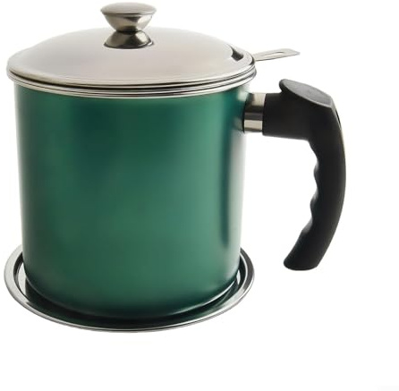 Almacena fácilmente aceites usados. Nuestro robusto recipiente de grasa de acero inoxidable de 1,3 L cuenta con una tapa de sellado hermética (verde)