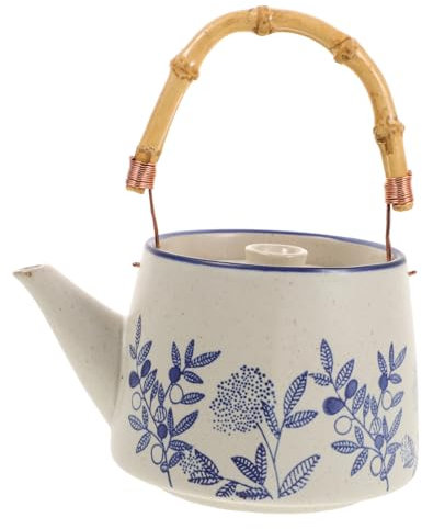 NOLITOY Théière Céramique Portable Avec Poignée Bouilloire Siffleur Pour Infusion De Thé Et Café Pour Camping Et Usage Domestique Design Élégant Et