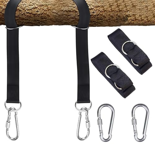 Makoto Nobu Hängematten Befestigung, Swing Hanging Kit Baumschaukelgurt Schaukel Aufhängung, Nylon Hanging Gurt mit 2 Schwerlast Karabinern und D-Ringen für Schaukel Hängematten