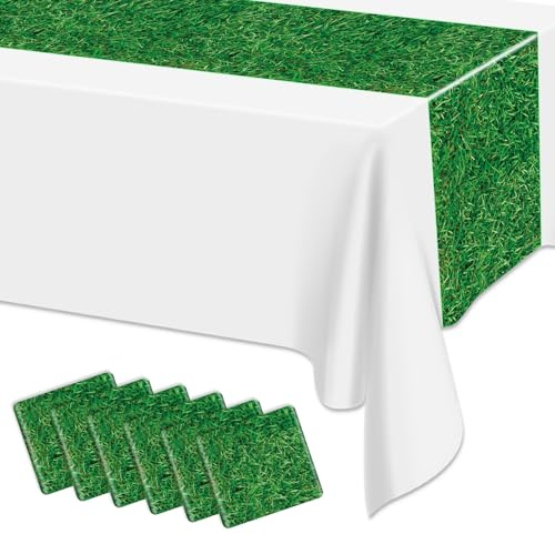 Lot de 6 chemins de table en forme d'herbe verte pour décoration de fête de golf, mariage, douche prénatale, 35 x 274 cm
