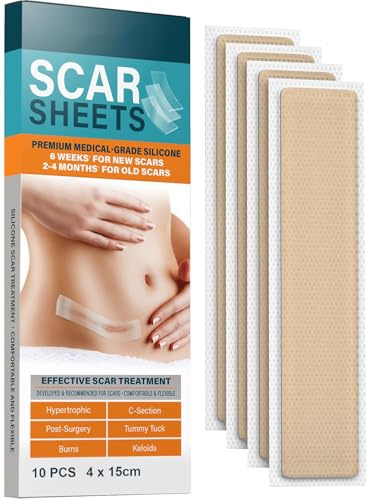 Pansements Cicatrisants (10 Pansements 4 x 15 cm) – Réducteurs de Cicatrices – Bandes de Silicone Médical Professionnelles pour Réduire et Prévenir les Cicatrices Hypertrophiques ou Chéloïdes