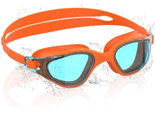 Ambienden Children's Swimming Goggles, 180° HD Diving Goggles for Children 3-14 Years, Anti-Fog, UV Protection, Quick Adjustment, Silicone Sealing Rings Without Leakage, Unisex Children's Swimming
