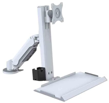 Xumh2024-3 Support ecran pc Bureau Support d'écran pivotant et réglable avec Plateau for Clavier et Souris, Blanc Support ecran pc