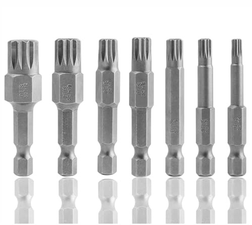 Treki 7PCS XZN Embouts Magnétiques Torx Étoile 12 Points de Tournevis à Embouts 50mm M4 - M12 Embouts de Tournevis Magnétiques à Tête de 1/4 Poignée S2