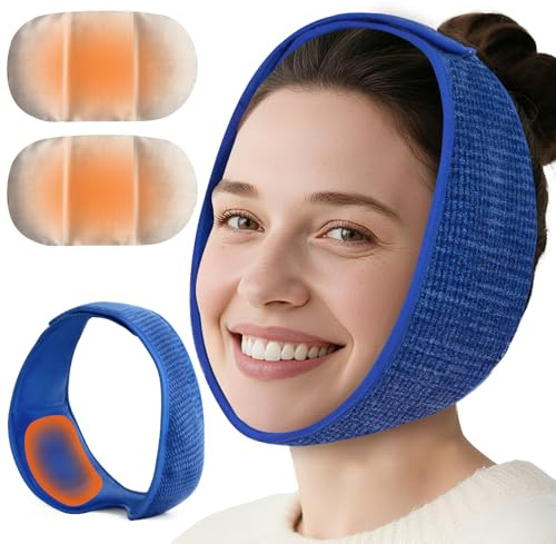 comfheat Gesicht mikrowellengeeignet Heizung Pad für TMJ Relief | Leinsamen-Füllung, gleichmäßige Wärme, Kälteanwendung, 56-74 cm, waschbar, Kiefer Wärmekissen