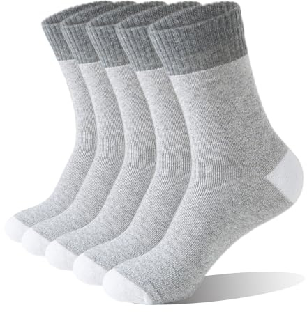 MOSOTECH Lot de 5 paires de chaussettes thermiques pour homme - Chaussettes d'hiver chaudes et épaisses pour homme - Chaussettes montantes douillettes avec intérieur en bouclette intégrale