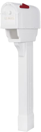 Postal Pro, Hampton Mailbox and Post Kit, Newspaper Port, Durable Plastic, Easy to Install, Flag Included, White