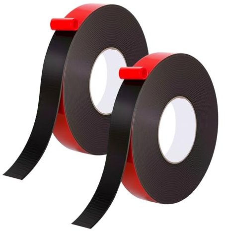 2 Rouleaux Adhésif Double Face 25mm×10m, Adhesif Double Face Extra Fort Universel, 0,5mm Ultra-Fin, Waterproof/Chaleur-Résistant, Double Face Extra Fort pour Murs/Voitures/Bandes LED/Noël/Décor Maison