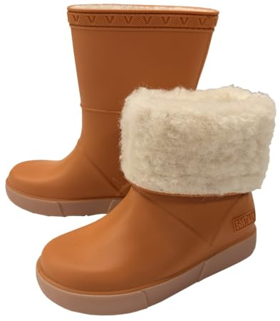 Boatilus Seals Bottes de pluie pour enfants, galoches, bottes de jardin - 100% imperméables, en caoutchouc parfumé, antidérapantes PUMPKIN/BEIGE 32