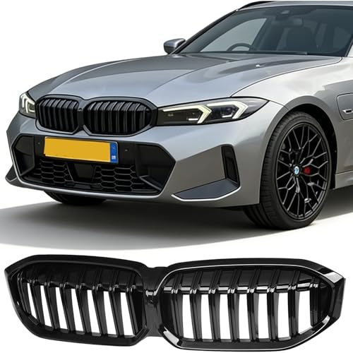 Sport Kühlergrill Nieren kompatibel mit BMW 3er G20 G21 Bj. 2022-2025 LCI Einzelsteg Glanz Schwarz