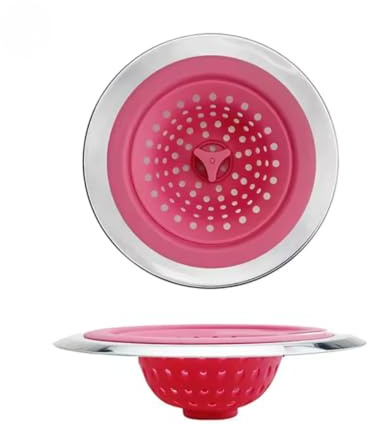 Maestro craft Stainless Steel Kitchen Sink Strainer, Red Silicone Insert, Chrome Finish Metal Rim, Drain Protector for Kitchen Sinks