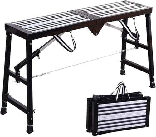WTF68CFG Escalera polivalente galvanizada Plataforma de andamio Plegable de aleación de Aluminio con Placas de Apoyo(63x12.2x49.61in)