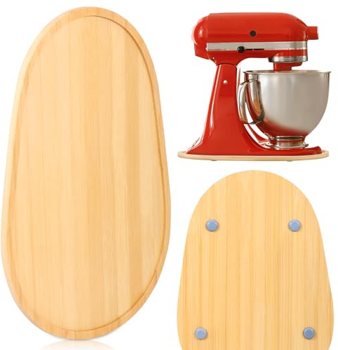 Bamboo Appliance Slider, Bamboo Mixer Slider Compatible with 5-7 QT Stand Mixer, Kitchen Mixer Mat, Sliding Board for Stand Blender Accessory Attachment Home Kitchen Countertop