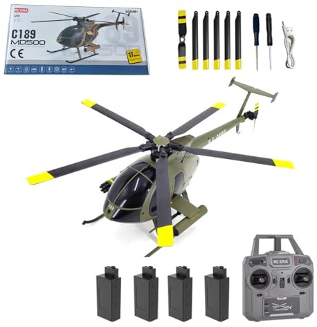C189 MD500 Little Bird RC-Hubschrauber mit 6-Achsen-Gyroskop, 2,4 GHz 6-Kanal Brushless US Rescue Verstellpropeller Kunstflughubschrauber mit Höhenhaltung und optischer Flusspositionierung - RTF