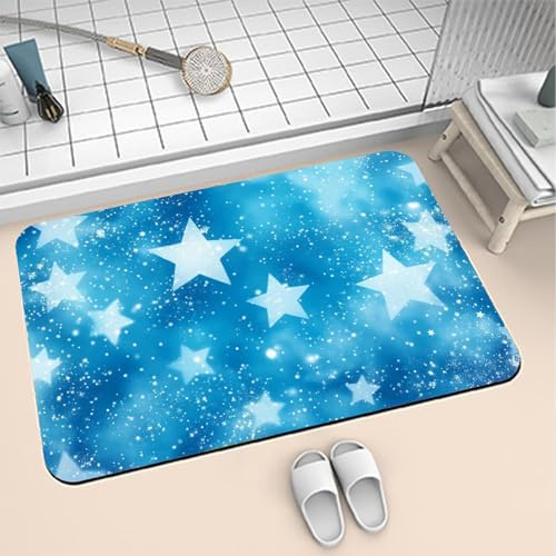 Tapis de Bain Super Absorbant et Séchage Rapide, Tapis de Douche Antidérapant Doux, Portes de Salle de Bain Diatomite en Pierre Lavable Fin Absorbant Vaisselle Baignoire Salon 50x80cm Impression 6-348