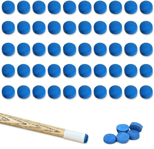 JNYUTEEN 50 Stück 12mm Billard Queue Spitzen, Kunstleder Queue Tipps Ersatzspitzen Billard Zubehör, Pool Queue Spitzen Ersatz Billard Queue Zubehör für Snooker Pool Queues Pool Queue Spitze